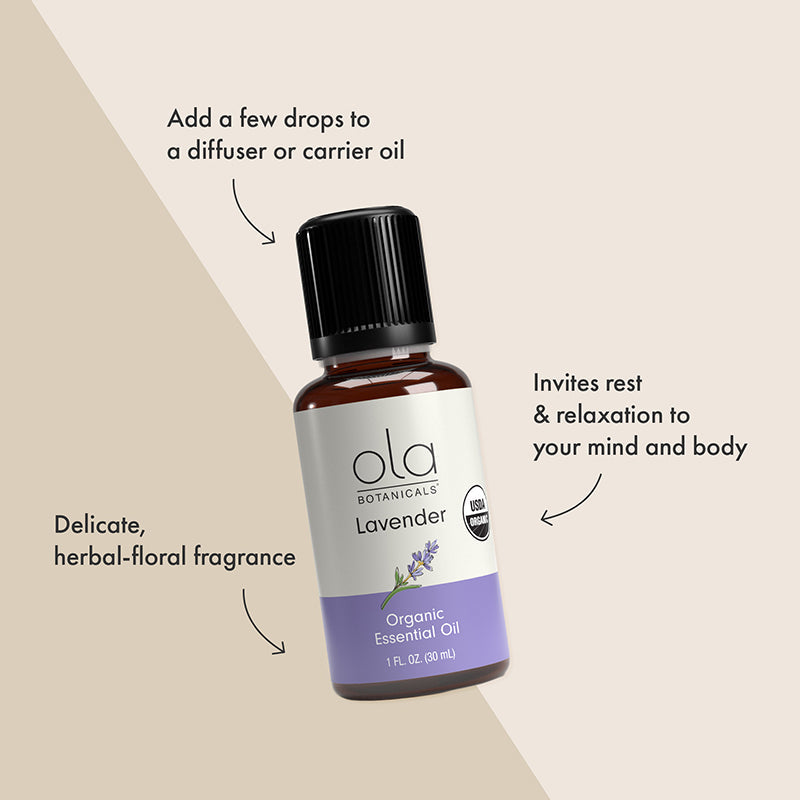 Ola Botanicals Organic Lavender Essential Oil - Embrace Tranquility with Ola Botanicals® Organic Lavender Essential Oil: Nature's Calm for Mind and Body.